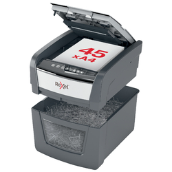 Distrugator documente automat REXEL Optimum 45X, P4, cross-cut(confeti), 45coli, cos 20l, negru-gri