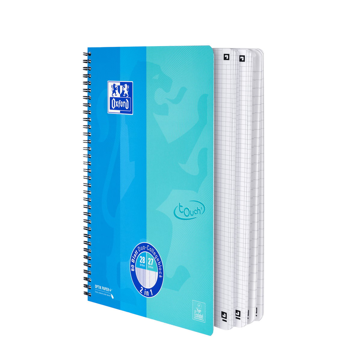 Caiet A4+, 80 file, hârtie premium Optik® 90 g/mp, Touch Duo, Oxford