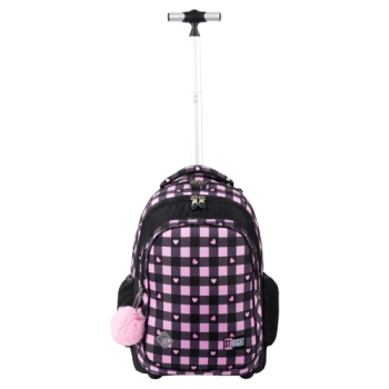 Troller tip ghiozdan, impermeabil, Pink Checkered, St.Right