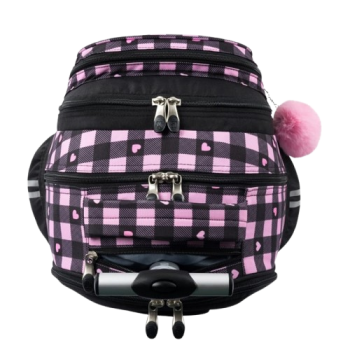 Troller tip ghiozdan, impermeabil, Pink Checkered, St.Right