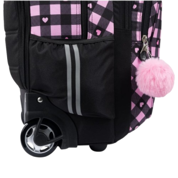 Troller tip ghiozdan, impermeabil, Pink Checkered, St.Right