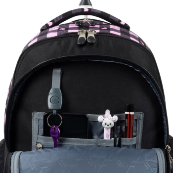 Troller tip ghiozdan, impermeabil, Pink Checkered, St.Right