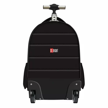 Troler rucsac școală, impermeabil, 4 compartimente, Black, St.Right