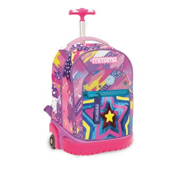 Troller scoală, capacitate 37 l, roz multicolor, Mitama