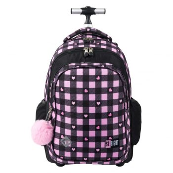 Troller tip ghiozdan, impermeabil, Pink Checkered, St.Right