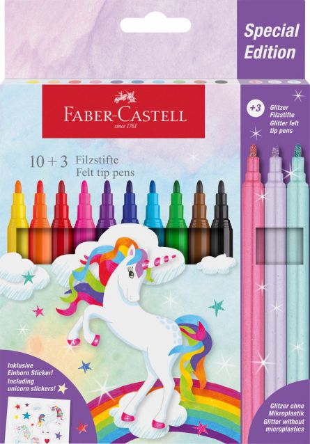 Carioci, set 10+3 culori, Unicorni, Faber-Castell
