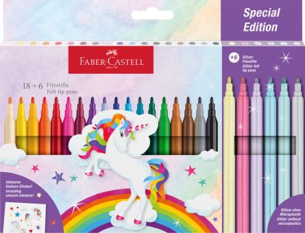 Carioci, set 18+6 culori, Unicorni, Faber-Castell