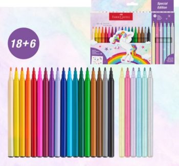 Carioci, set 18+6 culori, Unicorni, Faber-Castell
