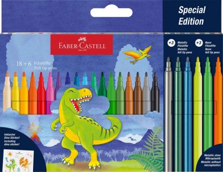 Carioci, set 18+6 culori, Dinozauri, Faber-Castell