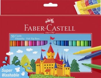 Carioci, set 50 culori, vârf subțire, Faber-Castell