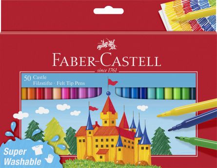 Carioci, set 50 culori, vârf subțire, Faber-Castell