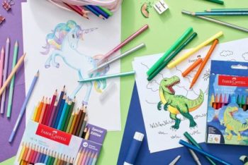 Set creioane colorate, 10 + 3 culori, Dinozauri, Faber-Castell