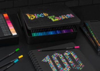 Set creioane colorate, Black Edition, 100 culori, cutie metal, Faber-Castell