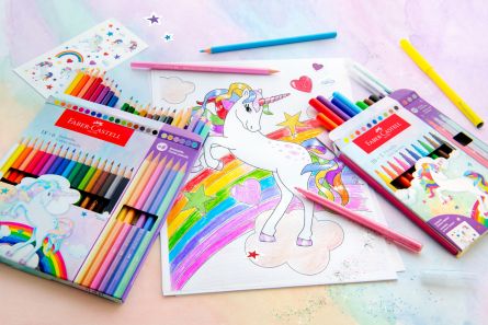 Set creioane colorate, 10 + 3 culori Unicorni, Faber-Castell