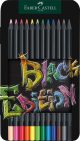 Set creioane colorate, Black Edition, 12 culori, cutie metal, Faber-Castell