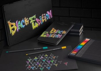 Set creioane colorate, Black Edition, 12 culori, cutie metal, Faber-Castell