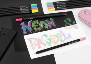 Set creioane colorate, 12 culori pastel și neon, Black Edition, Faber-Castell