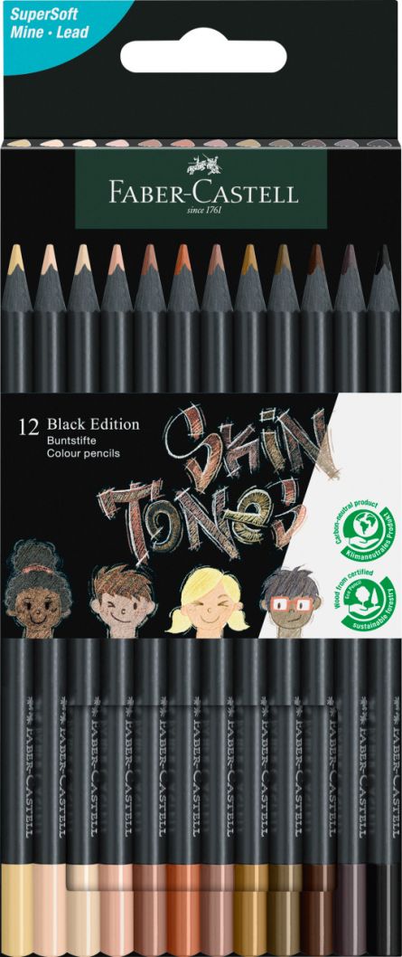 Set creioane colorate, 12 culori skin tones, Black Edition, Faber-Castell