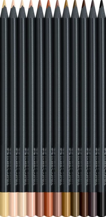 Set creioane colorate, 12 culori skin tones, Black Edition, Faber-Castell