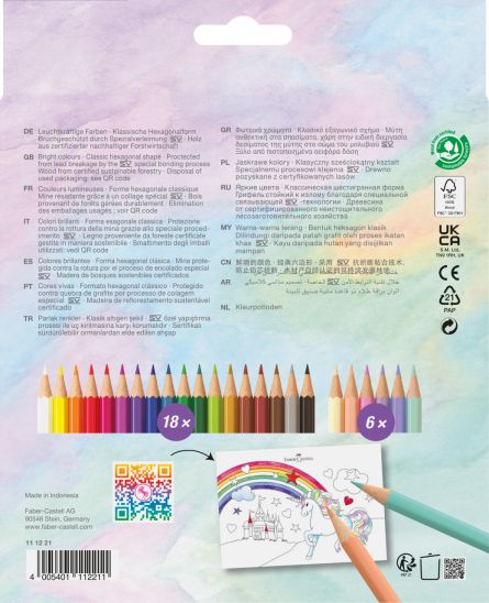 Set creioane colorate, 18 + 6 culori Unicorni, Faber-Castell