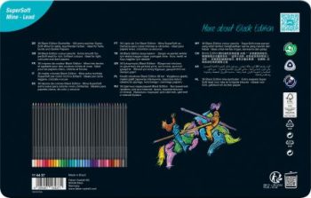Set creioane colorate, Black Edition, 36 culori, cutie metal, Faber-Castell