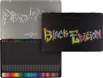 Set creioane colorate, Black Edition, 36 culori, cutie metal, Faber-Castell
