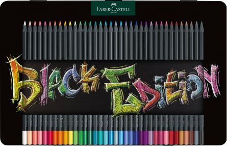 Set creioane colorate, Black Edition, 36 culori, cutie metal, Faber-Castell