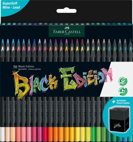 Set creioane colorate, 50 culori, Black Edition, Faber-Castell