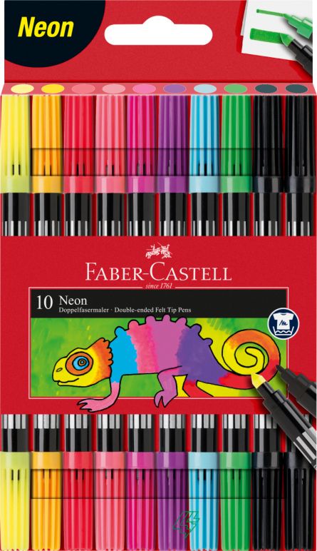 Set 10 carioci cu 2 capete set 10 culori neon, Faber-Castell