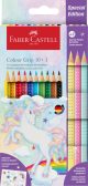 Set creioane colorate, 10 + 3 culori grip 2001 Unicorni, Faber-Castell