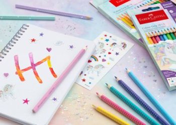 Set creioane colorate, 18 + 6 culori grip 2001 Unicorni, Faber-Castell