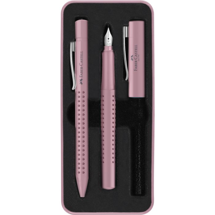 Set stilou M și pix grip 2010 în cutie elegantă, roz Faber-Castell