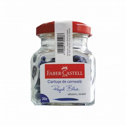 Cartușe cerneală albastră, mici, set 30 buc/ borcan, Faber-Castell