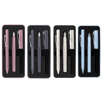 Set stilou M și pix grip 2010 în cutie elegantă, roz Faber-Castell