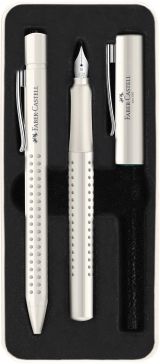 Set stilou M și pix grip 2010 în cutie elegantă, alb cocos, Faber-Castell