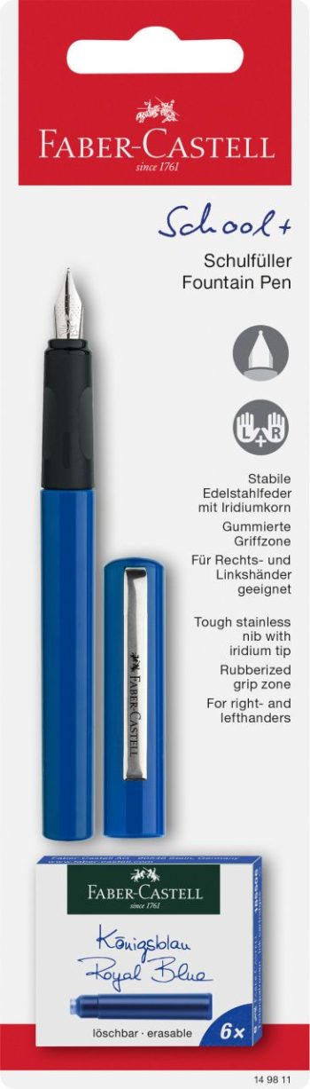 Stilou școlar albastru și 6 cartușe, blister, Faber-Castell