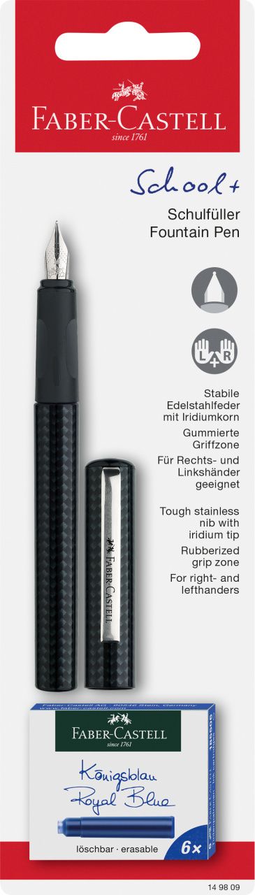 Stilou școlar carbon și 6 cartușe, blister, Faber-Castell