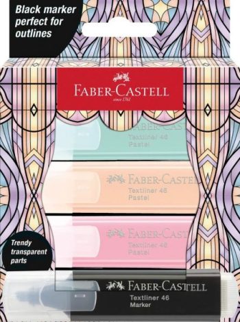 Textmarker set 4 culori pastel, ediție specială glassy, Faber-Castell