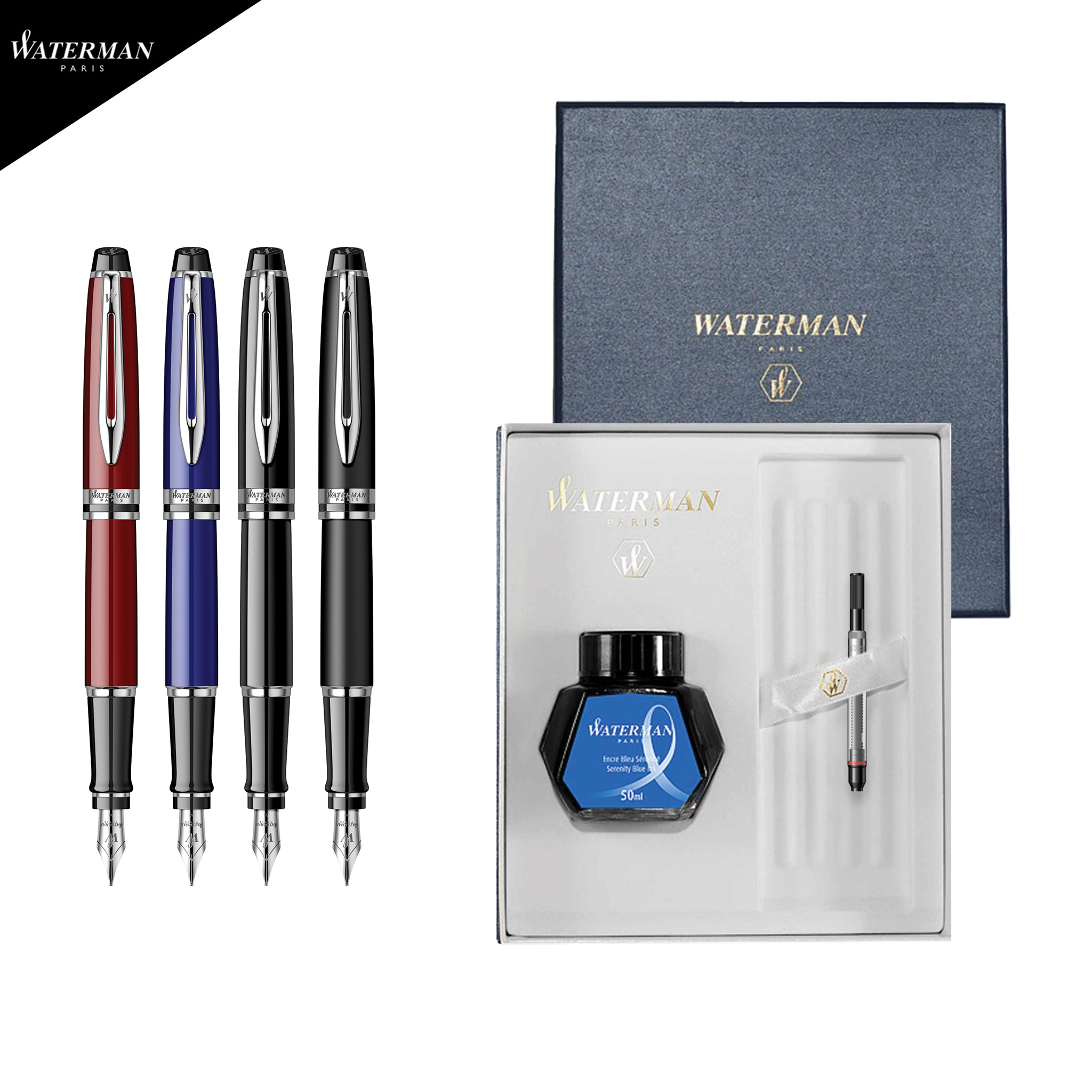 Set stilou Expert Essential în casetă cu călimară, Waterman