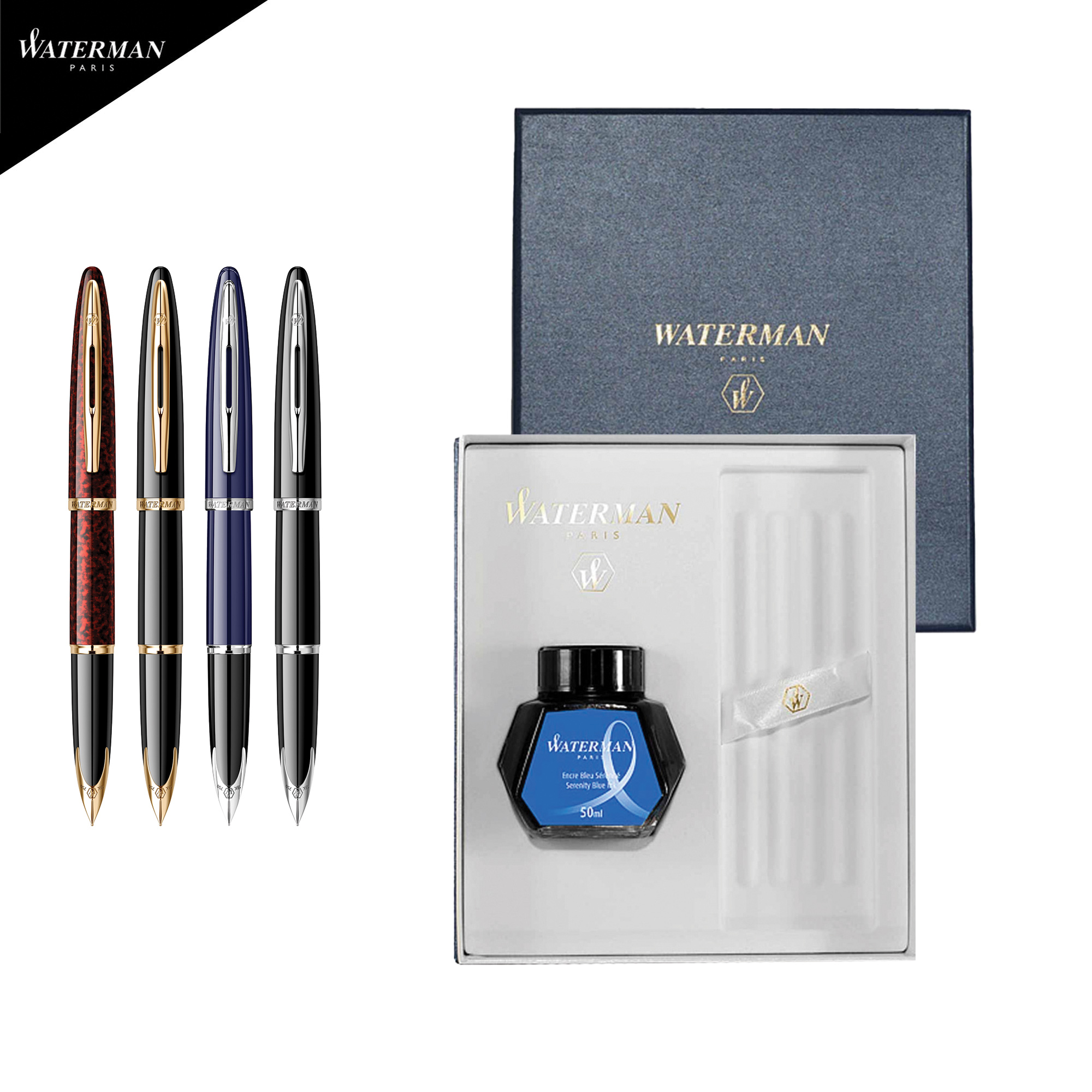 Set stilou Carene și casetă cu cerneală, Waterman