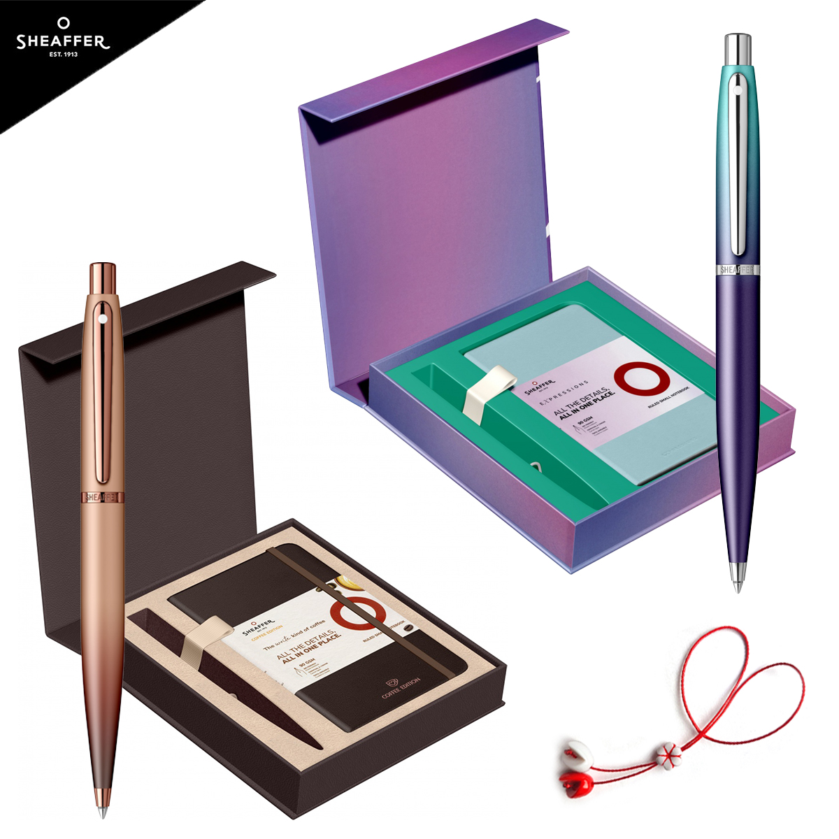 Set pix VFM Coffe sau Expressions Blue, Casetă cadou cu Agendă A6 și mărțișor, Sheaffer