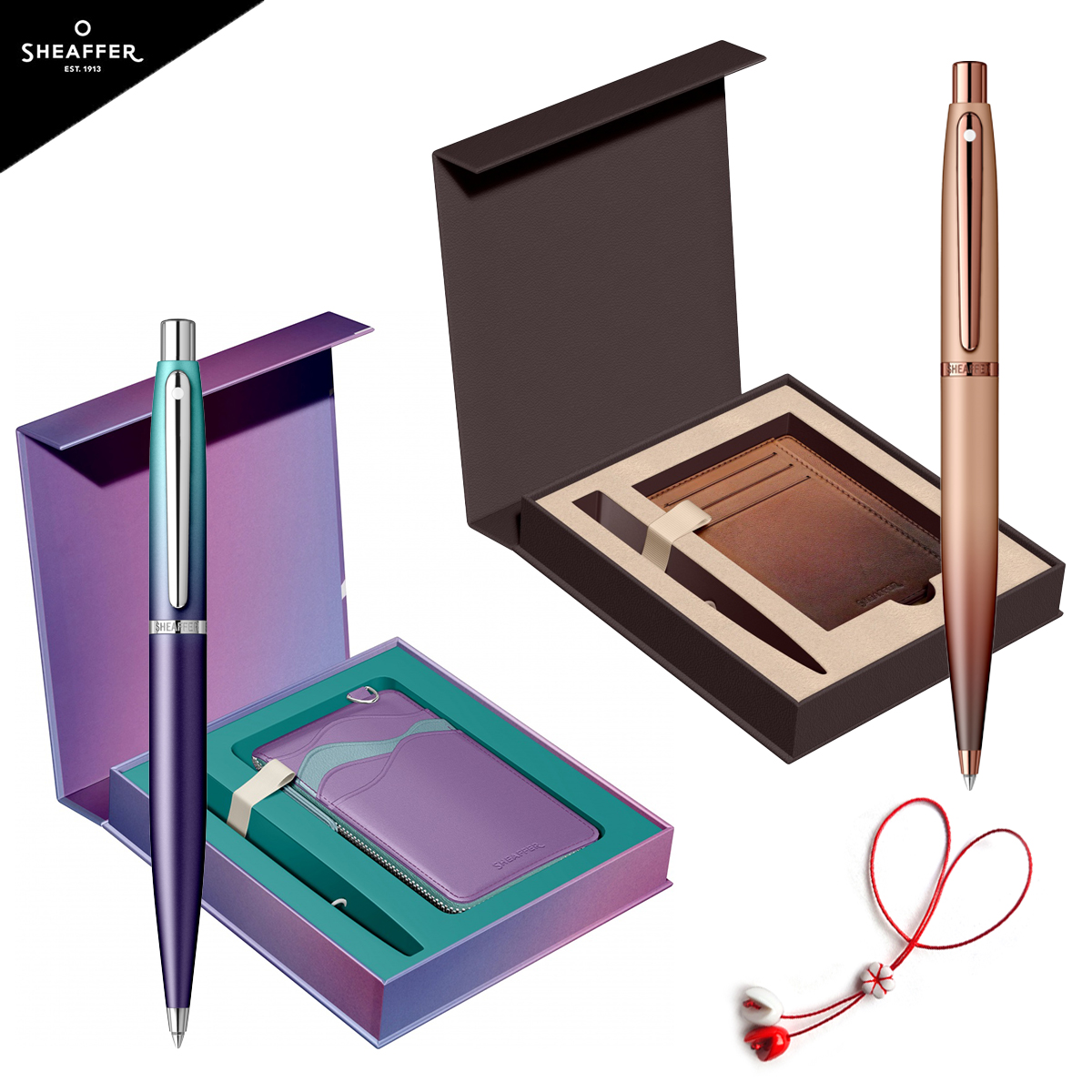 Set pix VFM Expressions Blue sau Coffe, Casetă cadou cu card Holder și mărțișor, Sheaffer