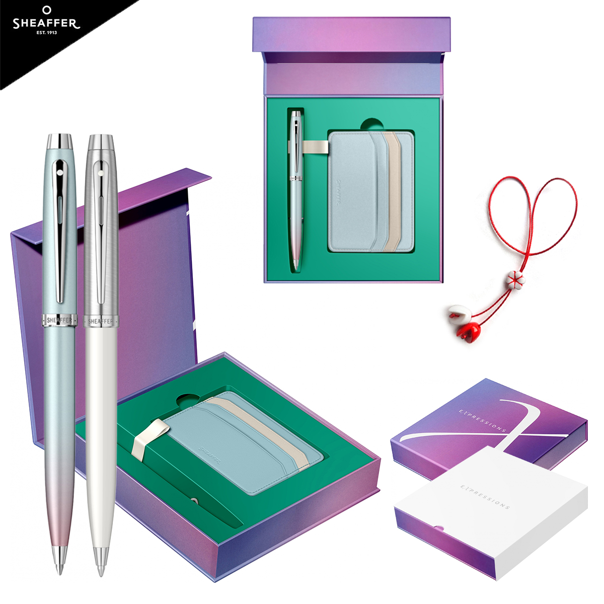 Set pix Shaeffer 100 Expressions sau White, Card holder și mărțișor