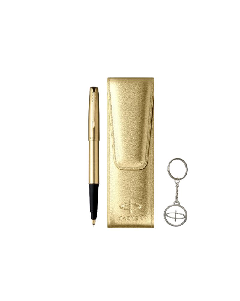 Set Parker Roller Frontier Gold, Etui Elite Sunny Gold, breloc