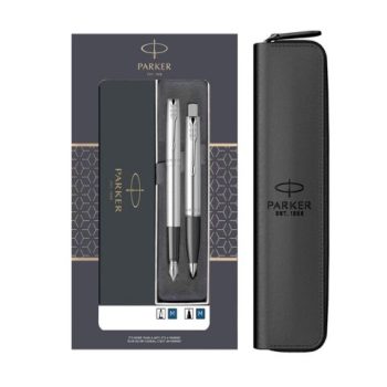 Set pix și stilou Frontier SS CT argintiu cu etui, Parker
